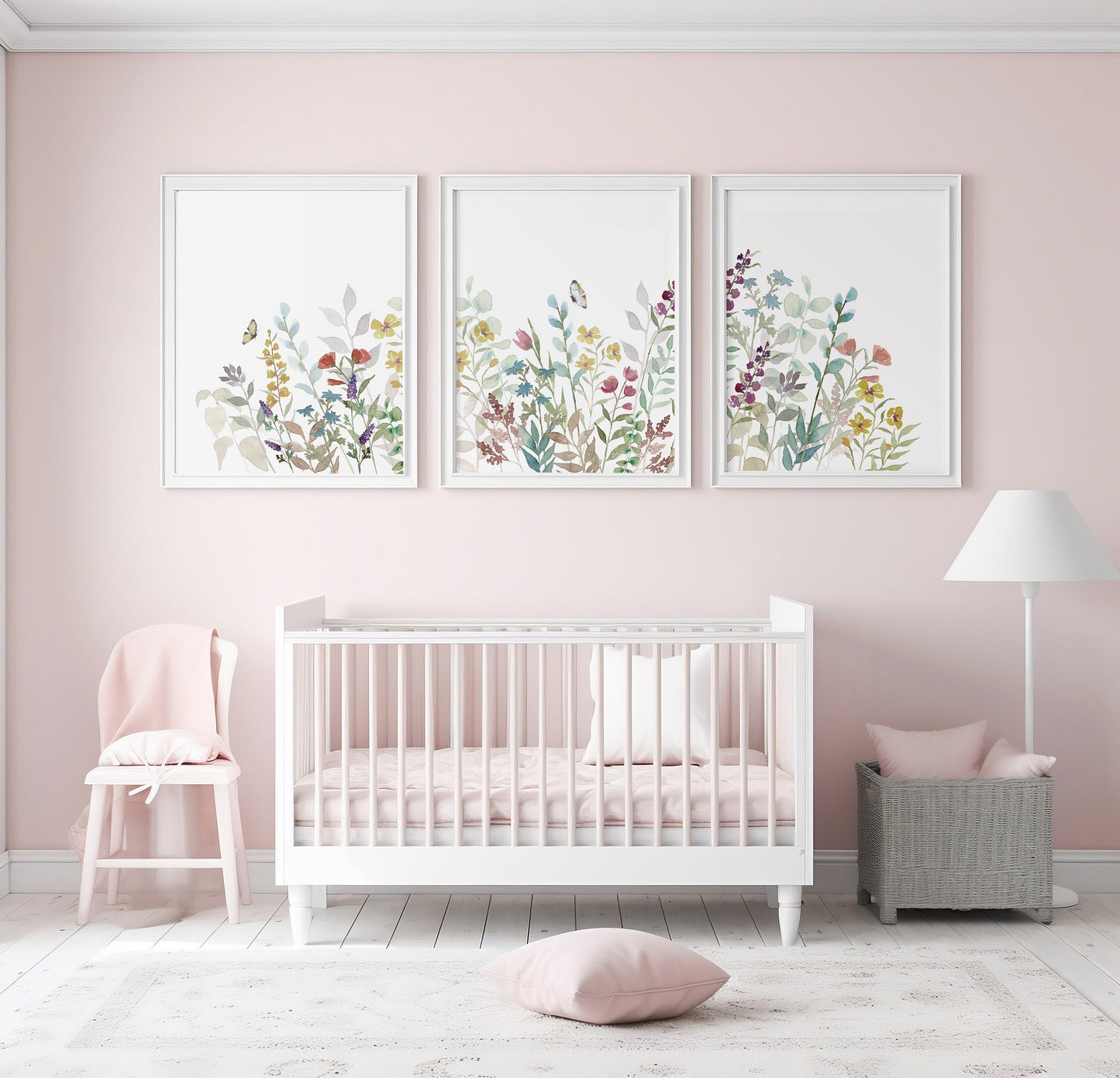 Watercolor Wildflowers Set of 3 Nursery Prints, Boho Nursery, Botanical Art