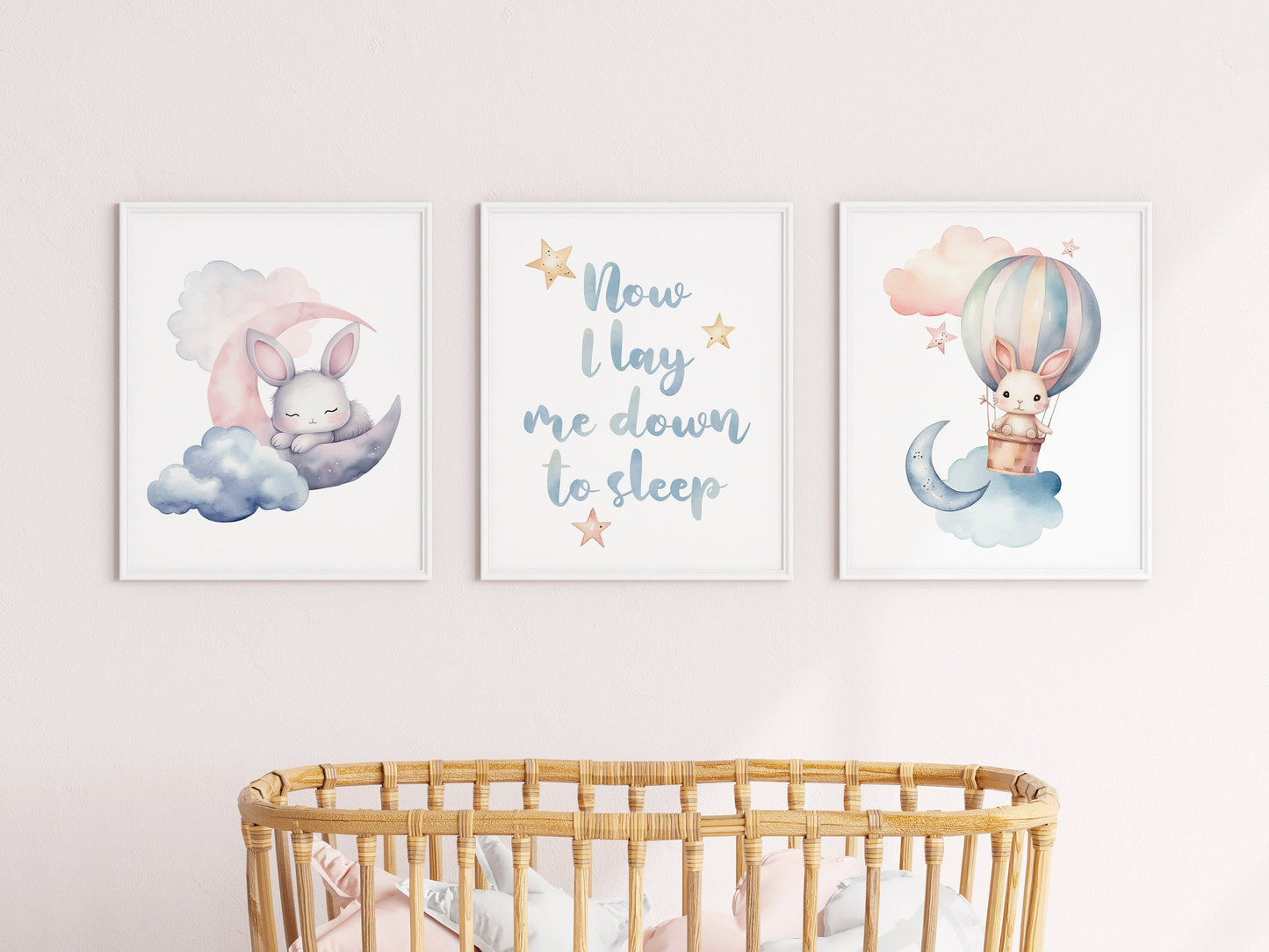 Dreamy and Sleepy Nursery Art Prints - Set of 3-Moon and Stars