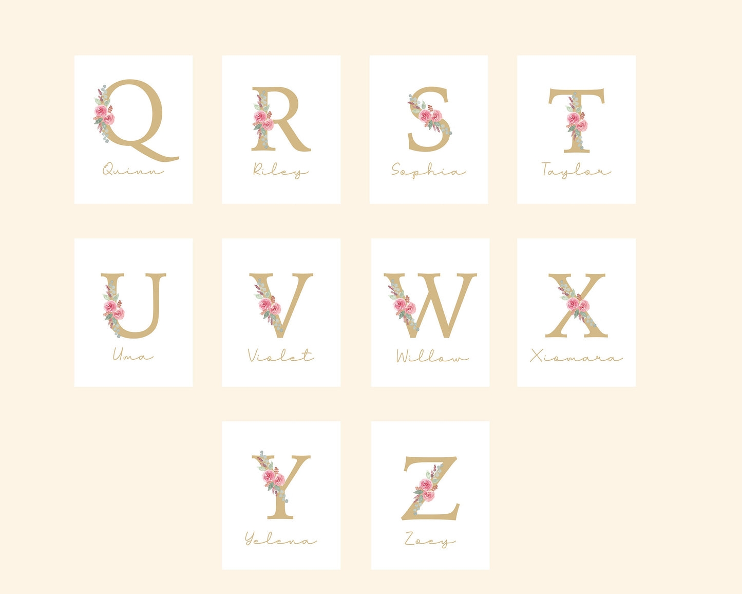 Personalized Monogram Initial Nursery Art, Llama and Cactus, Boho Nursery