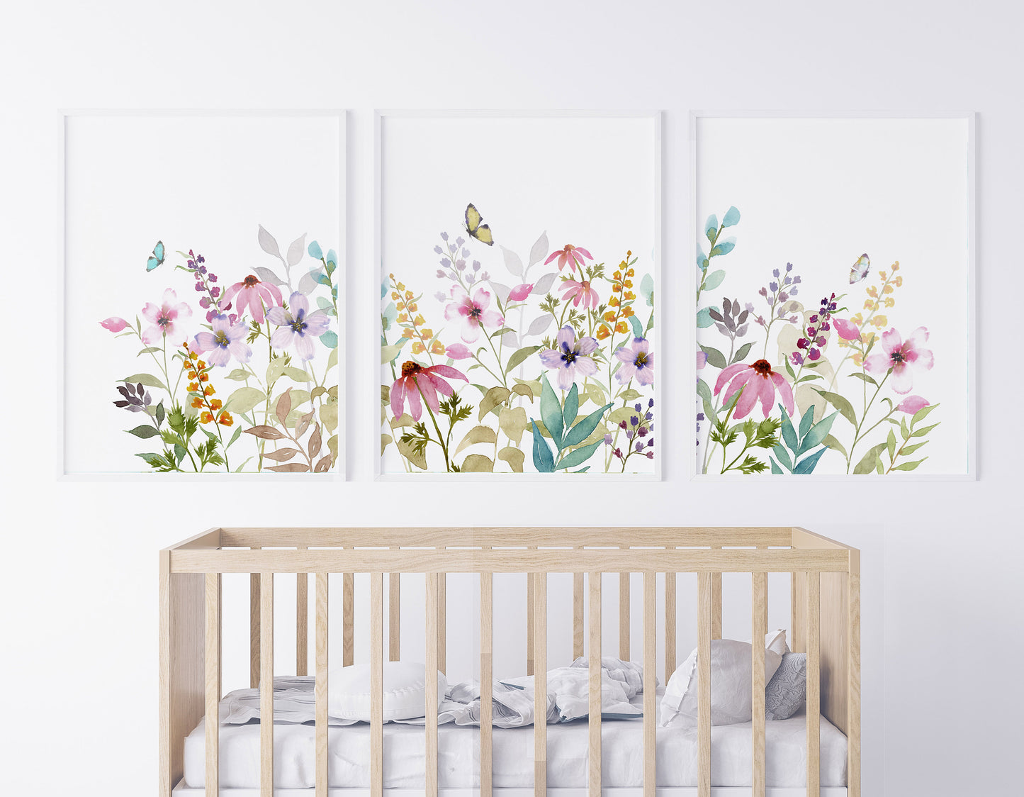 Watercolor Flower Meadow with Coneflowers, Set of Prints