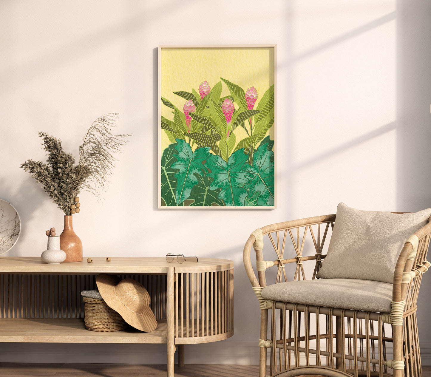 Vibrant Tropical Flowers Art Deco Prints, Digital Download, Set of 3