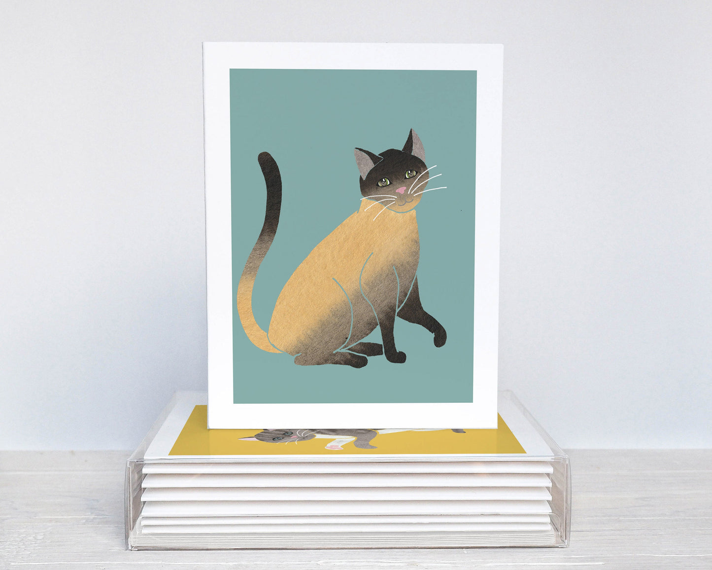 Whimsical Cat Note Cards, Colorful Modern Art, Set of 6