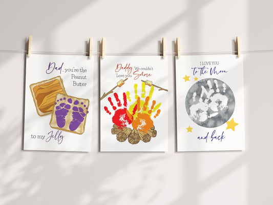 Father's Day Keepsake Handprint Footprint Set, DIY Card and Art Print