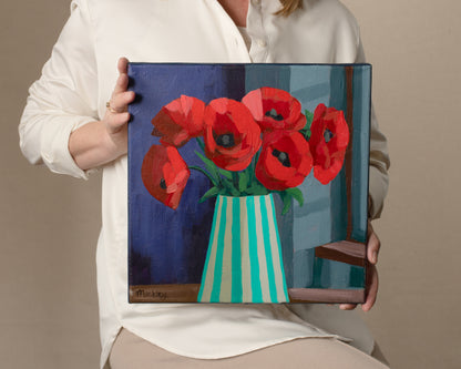 "Red Poppies and Stripes"