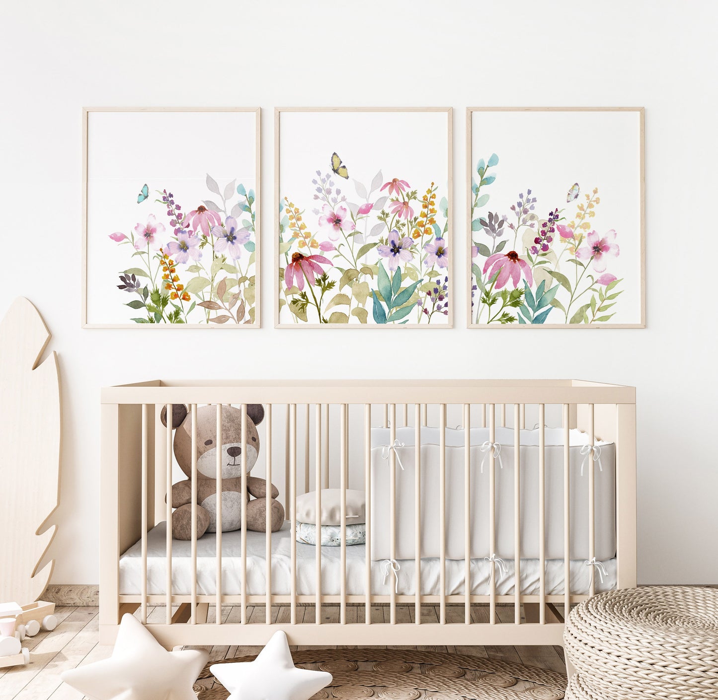 Watercolor Flower Meadow with Coneflowers, Set of Prints