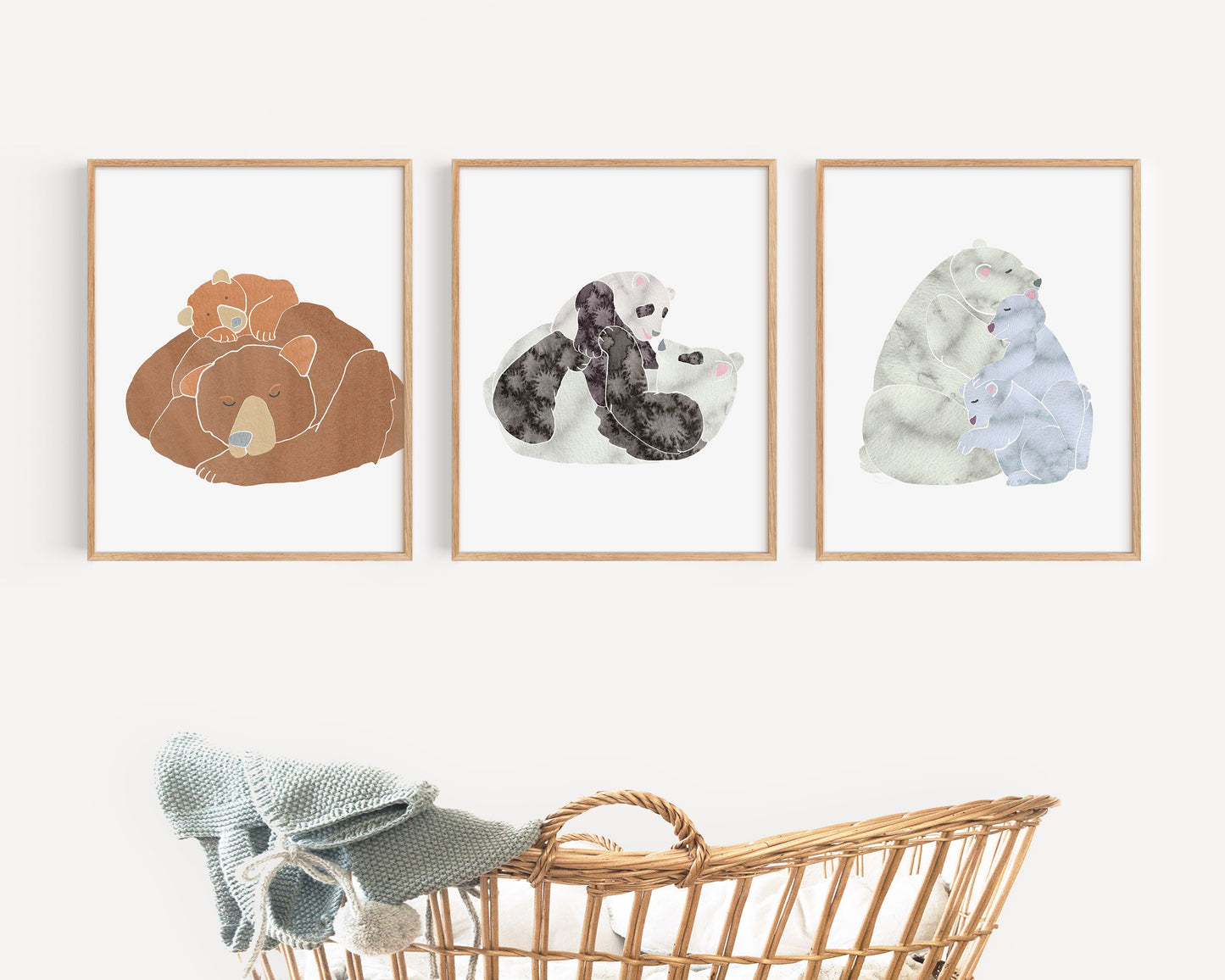 Mother and Baby Animals Art Prints, Nursery Decor, Set of 6