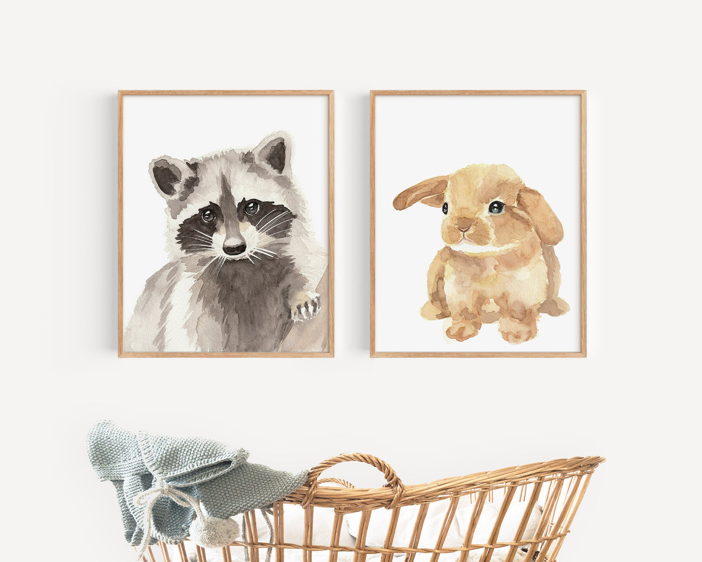 Set of 4 Woodland Baby Animals Watercolor Prints for Nursery, Child's Room Artwork