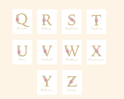 Personalized Monogram Initial Nursery Art, Llama and Cactus, Boho Nursery