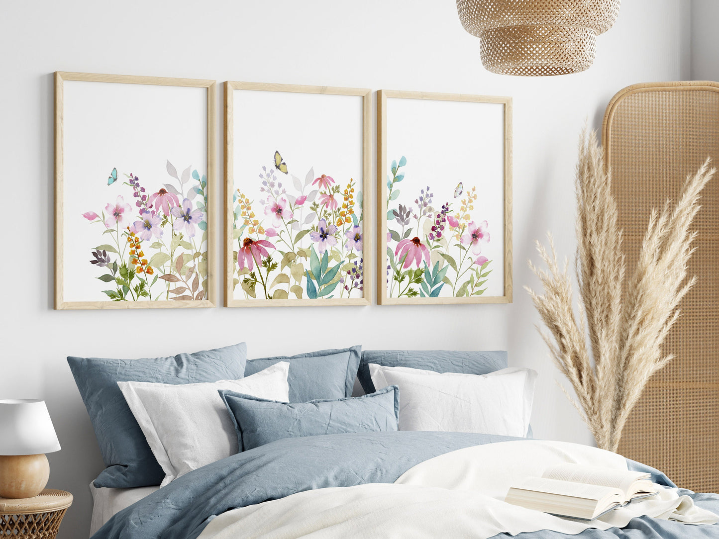 Watercolor Flower Meadow with Coneflowers, Set of Prints