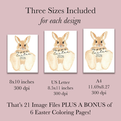 Easter Footprint Craft Bundle Printable (6 Designs) + Coloring Pages, Baby & Toddler Handprint Art, Easter Activity for Kids, Instant Download