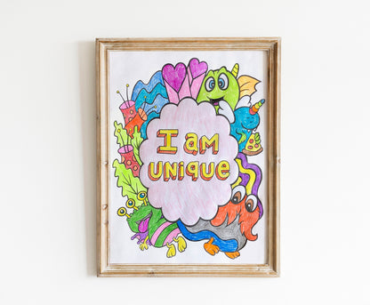 Positivity Coloring Pages, Affirmational, Inspirational Phrases