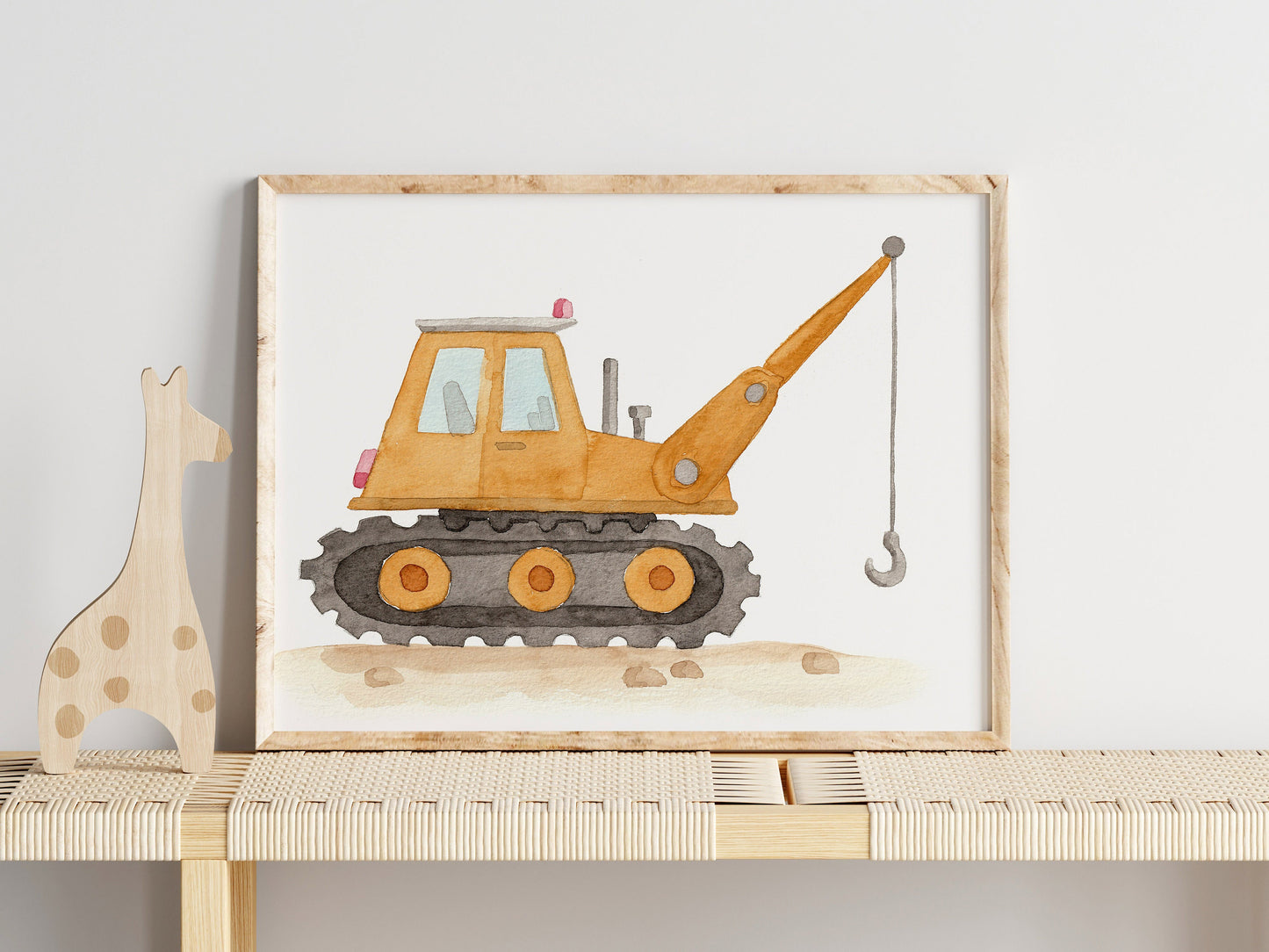Set of 6 Construction Truck Nursery Art, Watercolor Prints, Boy's Room Decor
