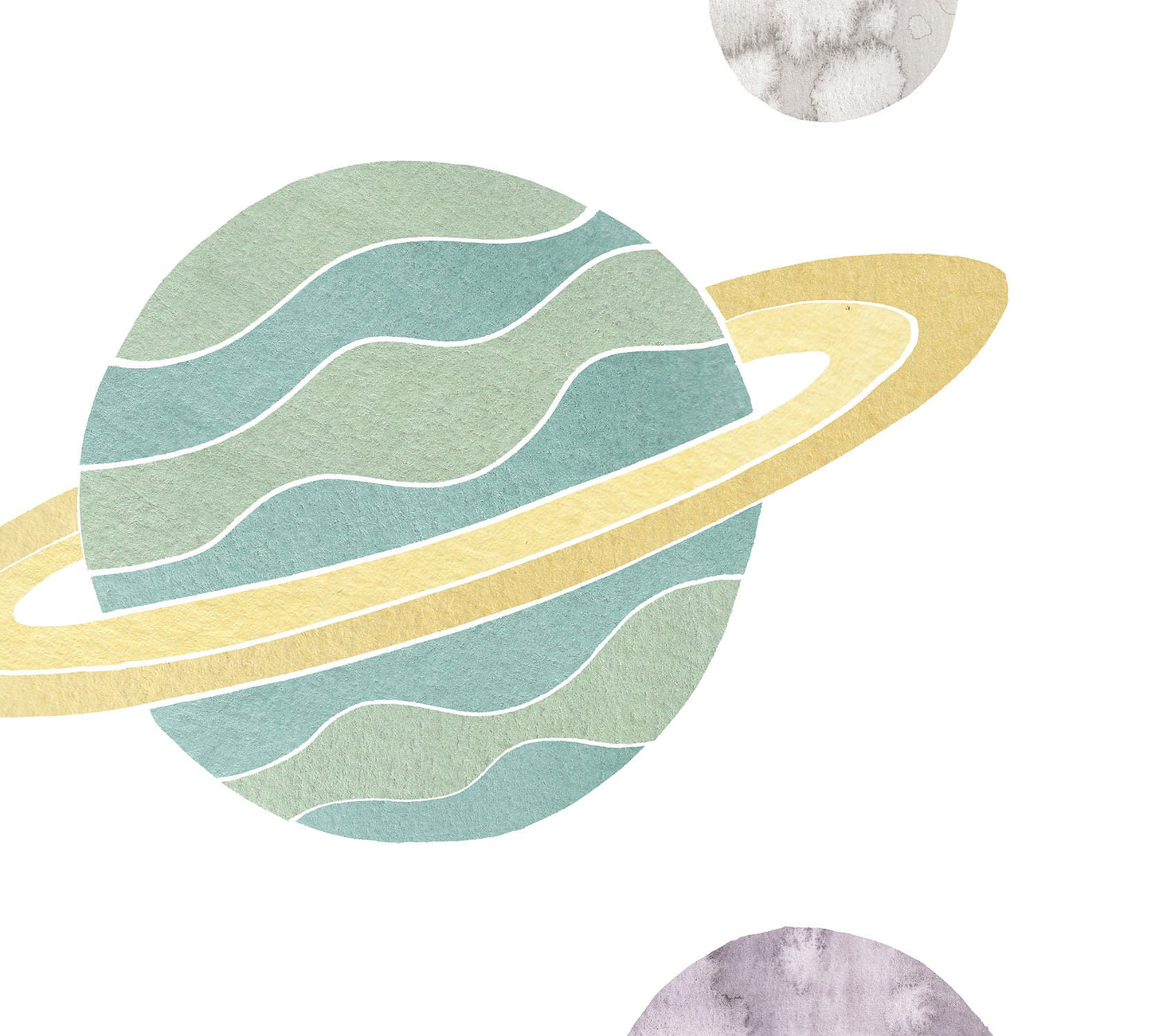 Moon and Stars Nursery Art Prints, Polar Bear Celestial Watercolor (Set of 4)