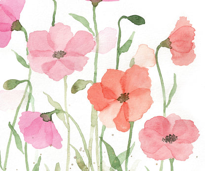 Watercolor Poppy Art Prints, Nursery Decor, Set of 3