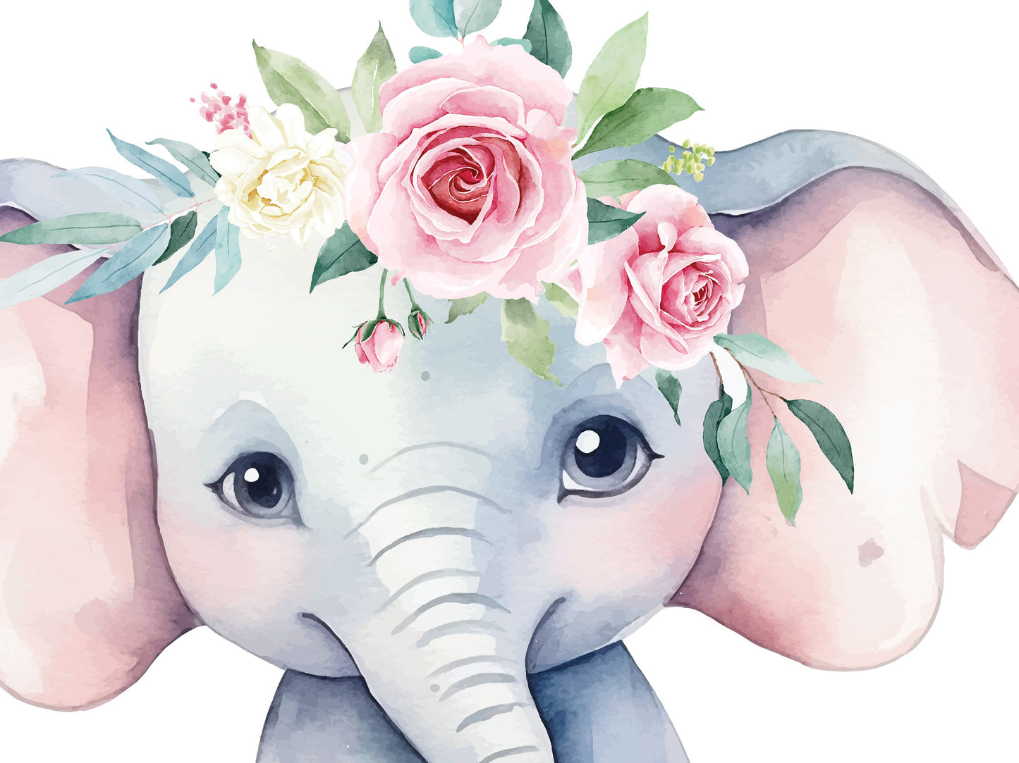 Cutest Baby Jungle Animals with Flowers, Nursery Art, Baby Girl's Room