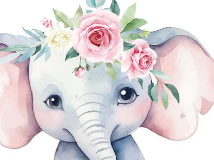 Cutest Baby Jungle Animals with Flowers, Nursery Art, Baby Girl's Room