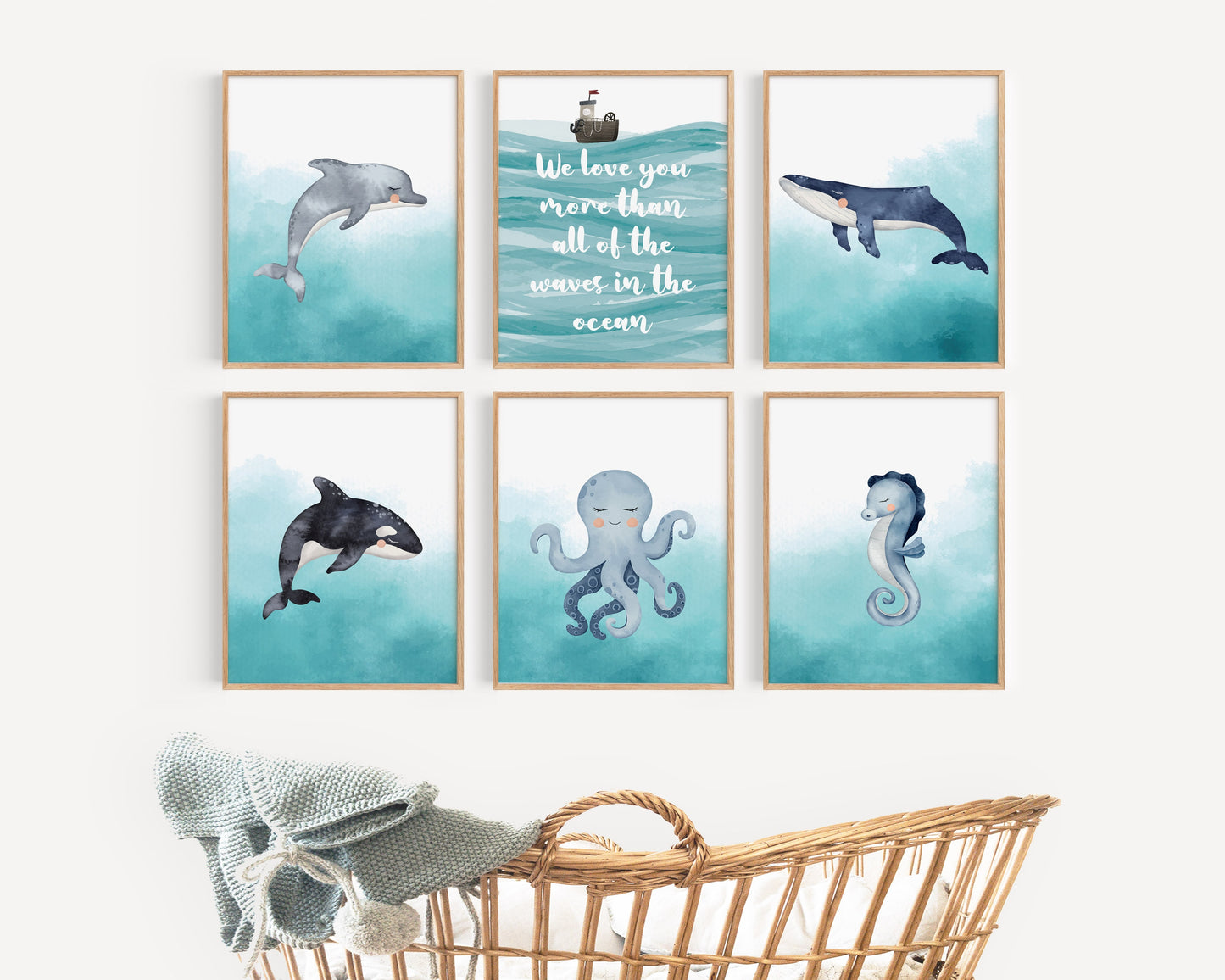 Serene Sea Creatures Nursery Art Prints