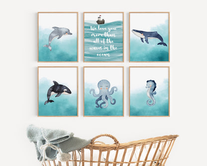 Serene Sea Creatures Nursery Art Prints