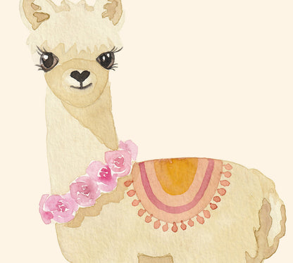 Personalized Monogram Initial Nursery Art, Llama and Cactus, Boho Nursery