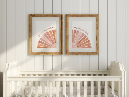 You Are My Sunshine Boho Nursery Art Prints Watercolor