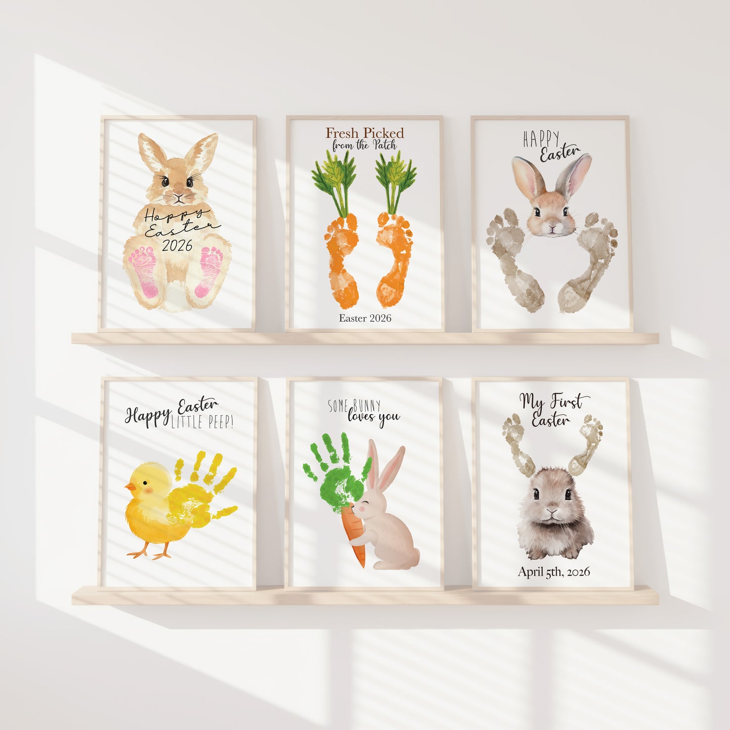 Easter Footprint Craft Bundle Printable (6 Designs) + Coloring Pages, Baby & Toddler Handprint Art, Easter Activity for Kids, Instant Download