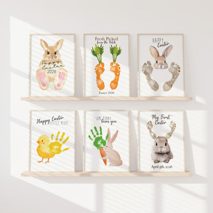 Easter Footprint Craft Bundle Printable (6 Designs) + Coloring Pages, Baby & Toddler Handprint Art, Easter Activity for Kids, Instant Download