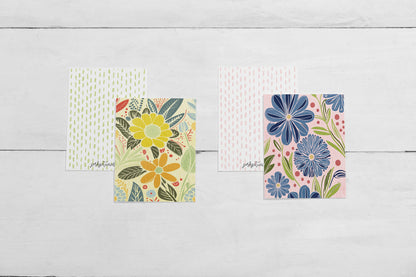 Set of Abstract Floral Illustration Note Cards