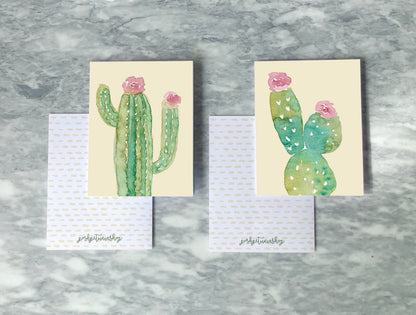 Watercolor Cactus Note Cards, Desert Art, Blank Cards