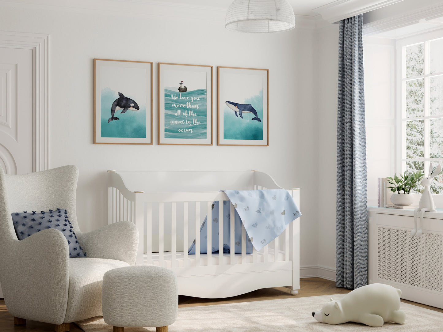 Serene Sea Creatures Nursery Art Prints