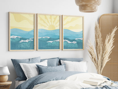 Ocean Waves Minimalist Seascape Art Prints