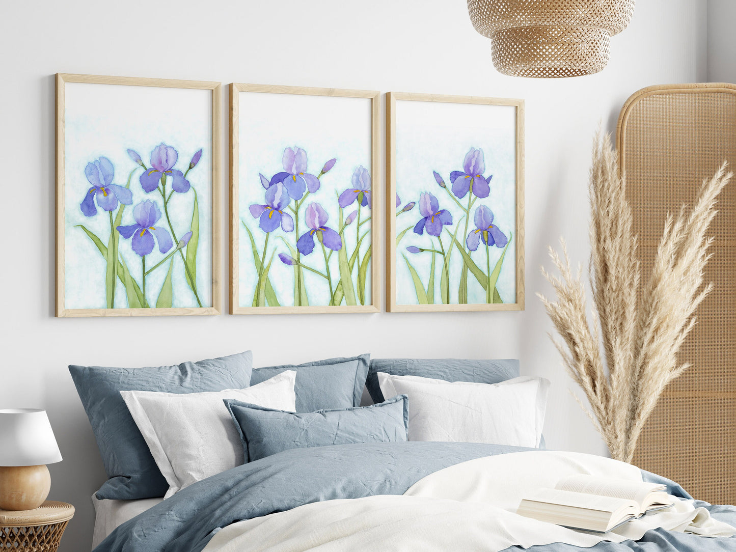 Elegant Spring Irises, Watercolor Flowers, Nursery Art Prints