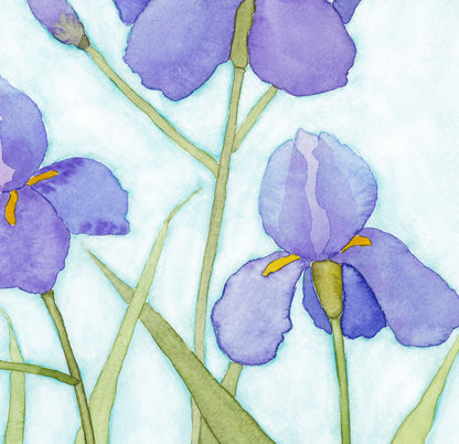 Elegant Spring Irises, Watercolor Flowers, Nursery Art Prints