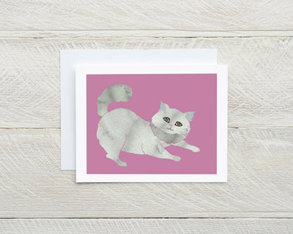 Whimsical Cat Note Cards, Colorful Modern Art, Set of 6