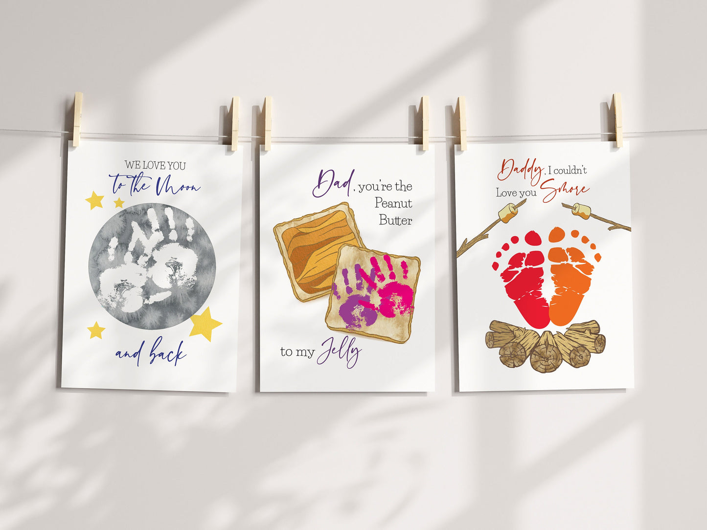 Father's Day Keepsake Handprint Footprint Set, DIY Card and Art Print
