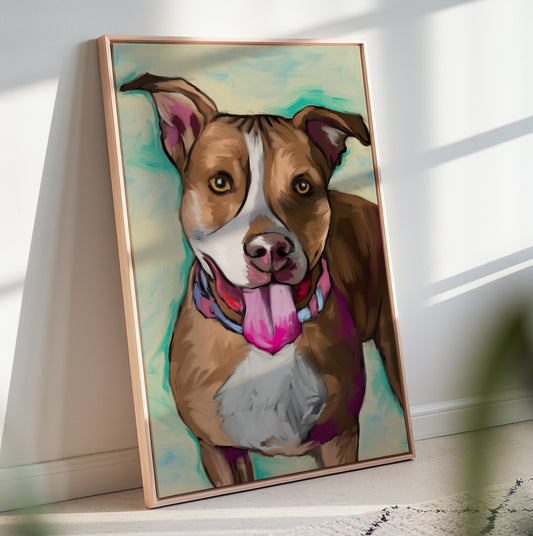 Custom Oil-Style Pet Portrait on Canvas