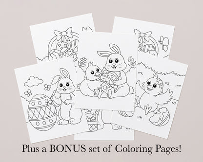 Easter Footprint Craft Bundle Printable (6 Designs) + Coloring Pages, Baby & Toddler Handprint Art, Easter Activity for Kids, Instant Download