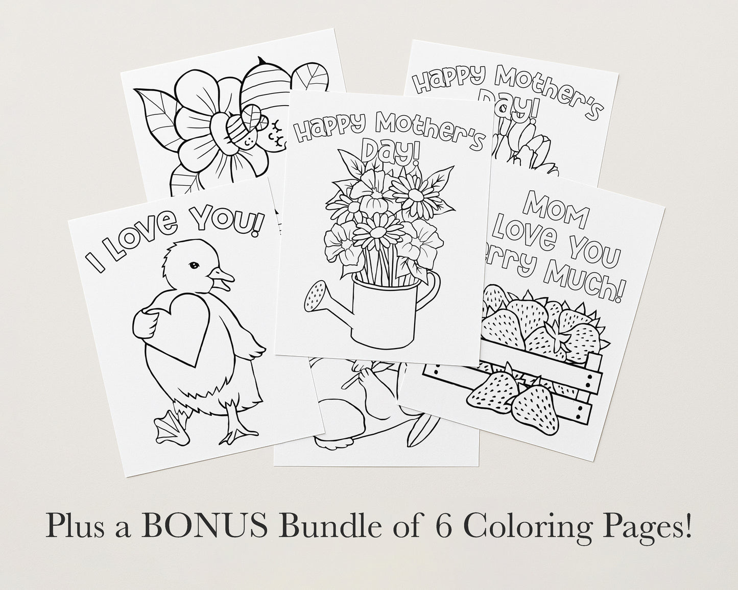 Mother’s Day Handprint Flower Keepsake Printable Bundle (6 Designs) + Coloring Pages, Gift for Mom Grandma, Baby Toddler Craft, Instant Download