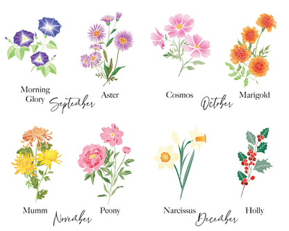 Personalized Birth Month Flower Bouquet Art Print
