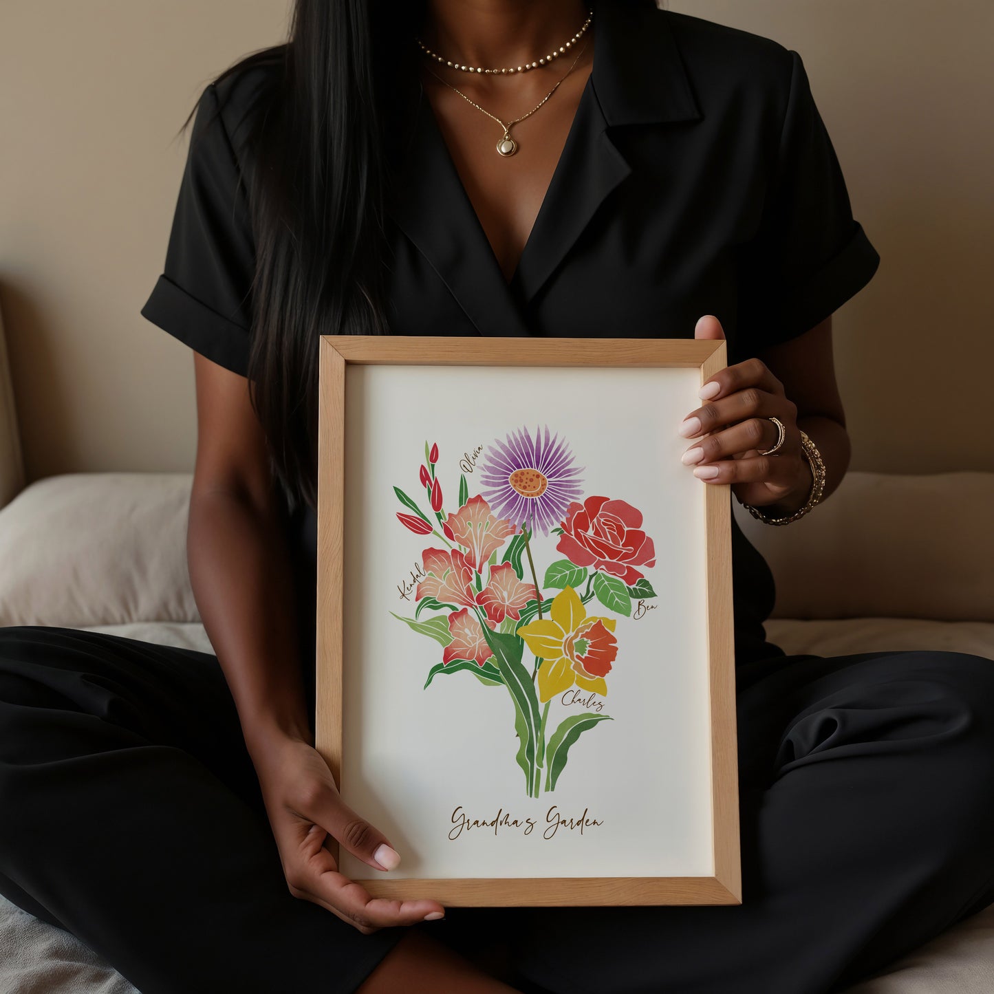 Personalized Birth Month Flower Bouquet Art Print