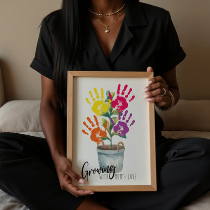 Mother’s Day Handprint Flower Keepsake Printable Bundle (6 Designs) + Coloring Pages, Gift for Mom Grandma, Baby Toddler Craft, Instant Download