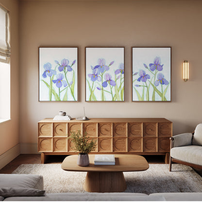 Elegant Spring Irises, Watercolor Flowers, Nursery Art Prints