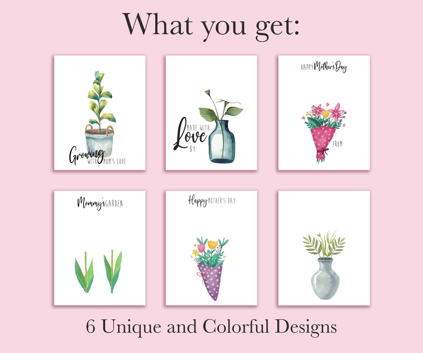 Mother’s Day Handprint Flower Keepsake Printable Bundle (6 Designs) + Coloring Pages, Gift for Mom Grandma, Baby Toddler Craft, Instant Download