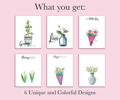 Mother’s Day Handprint Flower Keepsake Printable Bundle (6 Designs) + Coloring Pages, Gift for Mom Grandma, Baby Toddler Craft, Instant Download