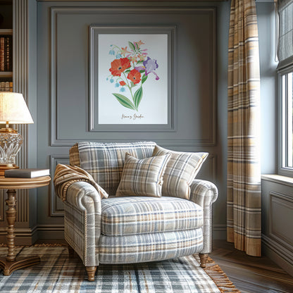 Personalized Birth Month Flower Bouquet Art Print