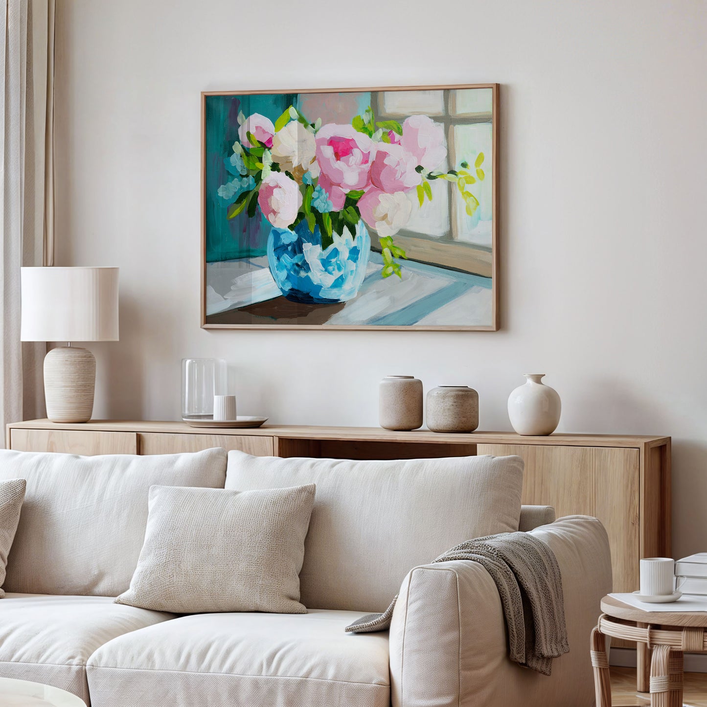 Peonies By The Window Fine Art Print