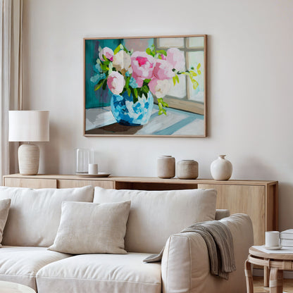 Peonies By The Window Fine Art Print