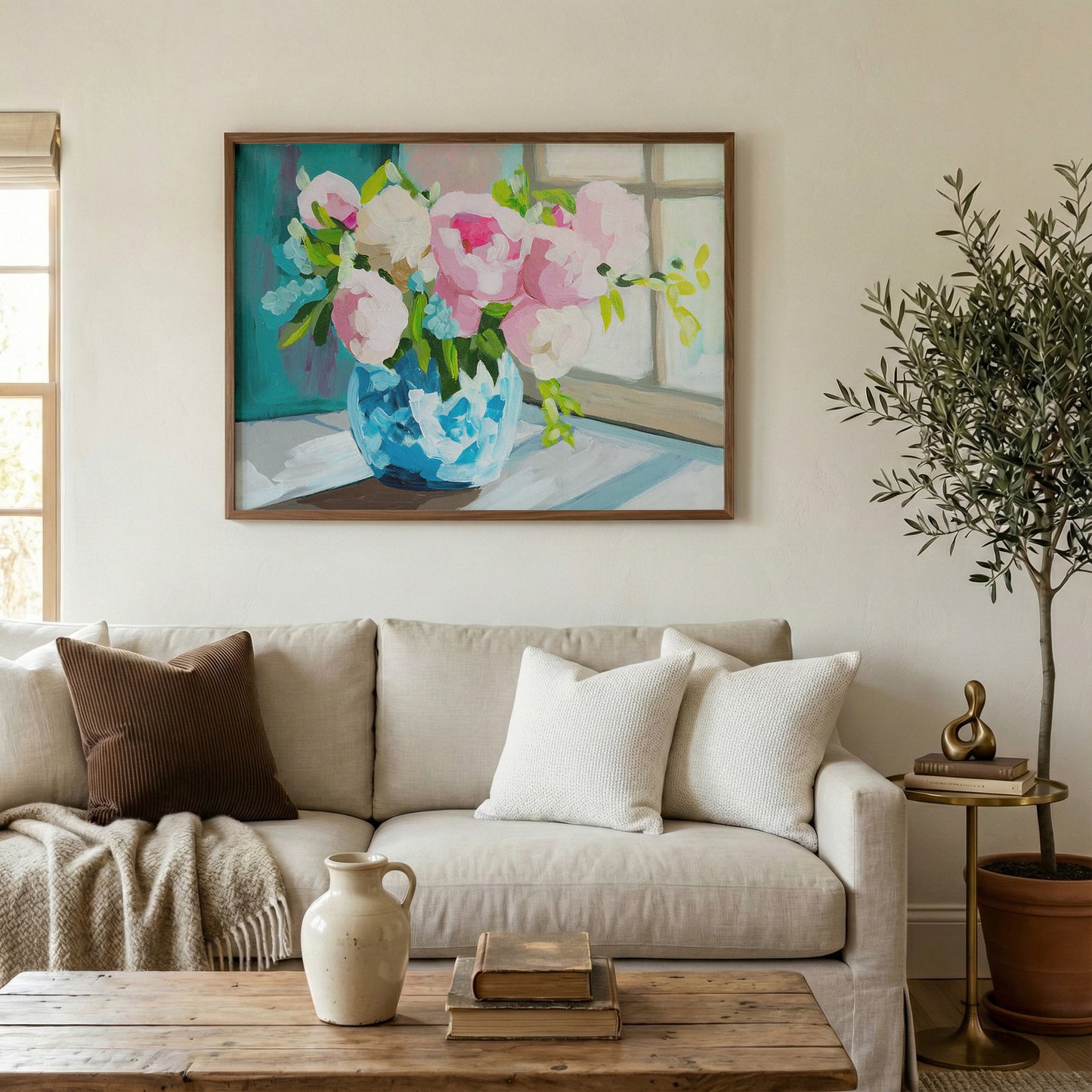 Peonies By The Window Fine Art Print
