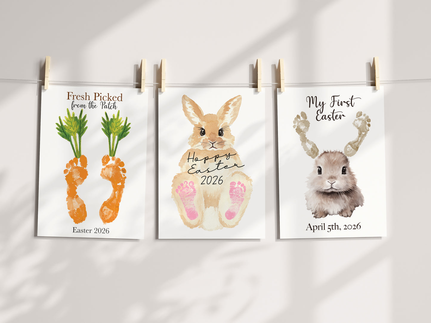 Easter Footprint Craft Bundle Printable (6 Designs) + Coloring Pages, Baby & Toddler Handprint Art, Easter Activity for Kids, Instant Download