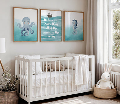 Serene Sea Creatures Nursery Art Prints