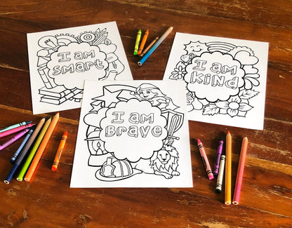 Positivity Coloring Pages, Affirmational, Inspirational Phrases